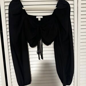 Topshop Black Long Sleeve Blouse